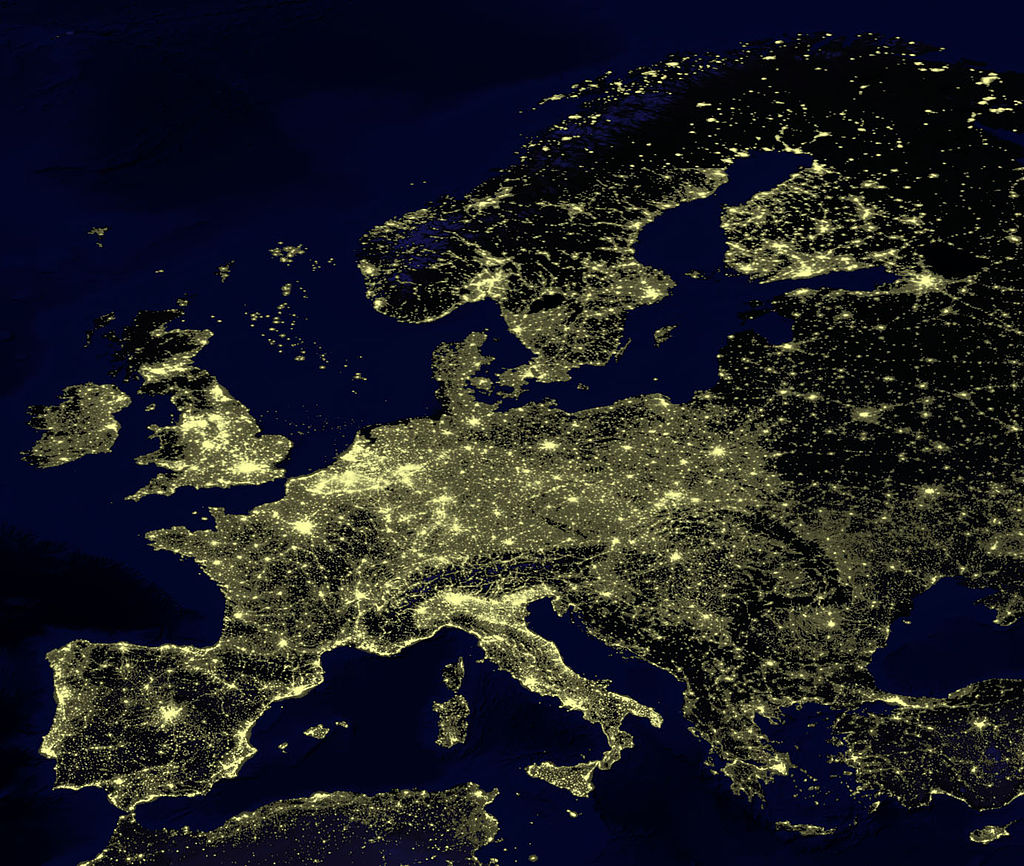 Satellitenfoto Europa bei Nacht