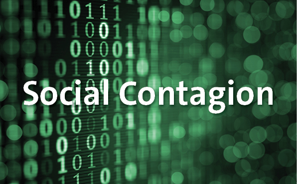 Nullen und Einsen und der Titel des Projektes Social Contagion
